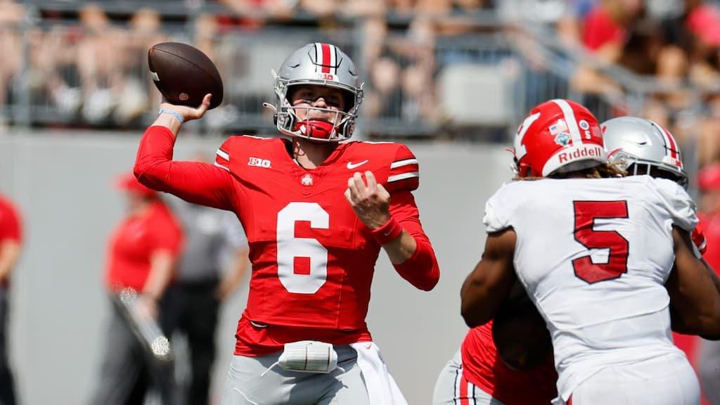 Kyle McCord QB Western Kentucky Ohio State football prediction odds picks cover