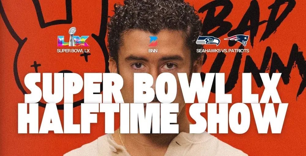 Bad Bunny Red Background Betting News Super Bowl LX Halftime Show