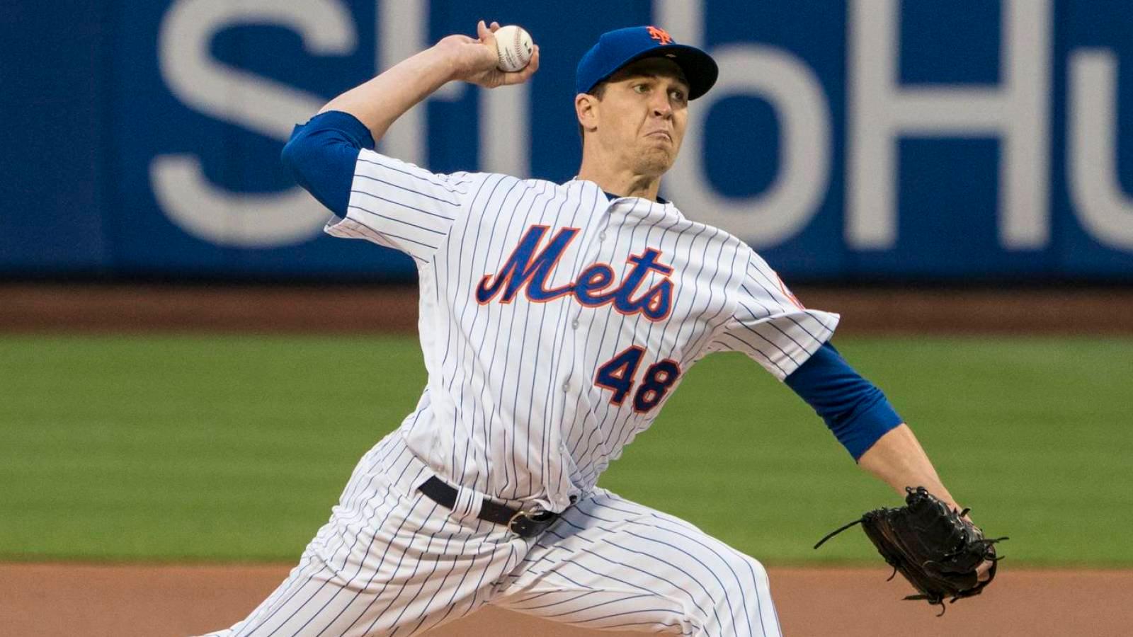 May 18, 2018; New York City, NY, USA; New York Mets pitcher Jacob DeGrom (48) delivers a pitch during the first inning of the game at Citi Field. Mandatory Credit: Gregory J. Fisher-USA TODAY Sports