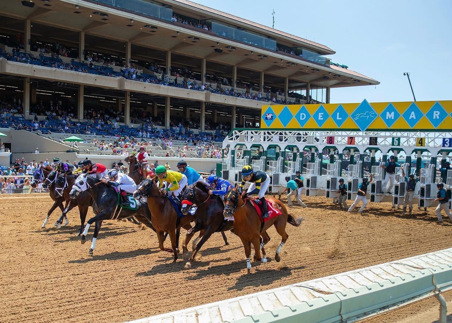 Horses leave the gate at Del Mar