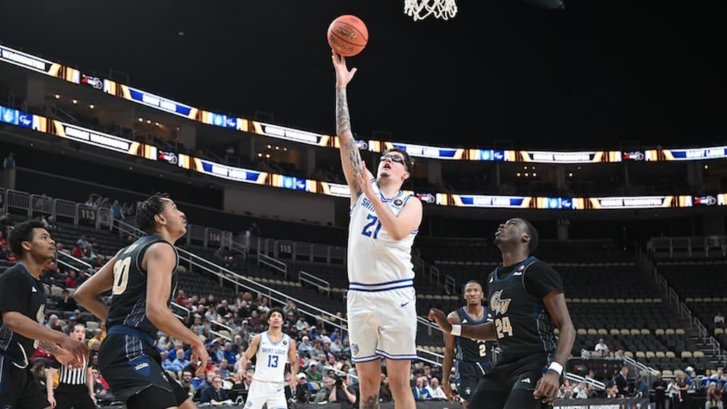 Saint Louis basketball player Robbie Avila in action - Dayton vs. Saint Louis Prediction & Best Bets (2026 Atlantic 10 Tournament Semifinals - Saturday, March 14, 2026) cover