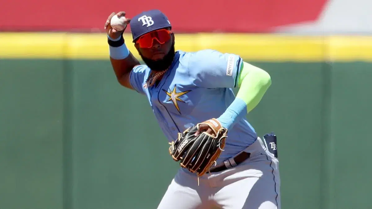 Junior Caminero is hitting .252 for the Rays, leading them with nine home runs this MLB season - Rays Red Sox Picks