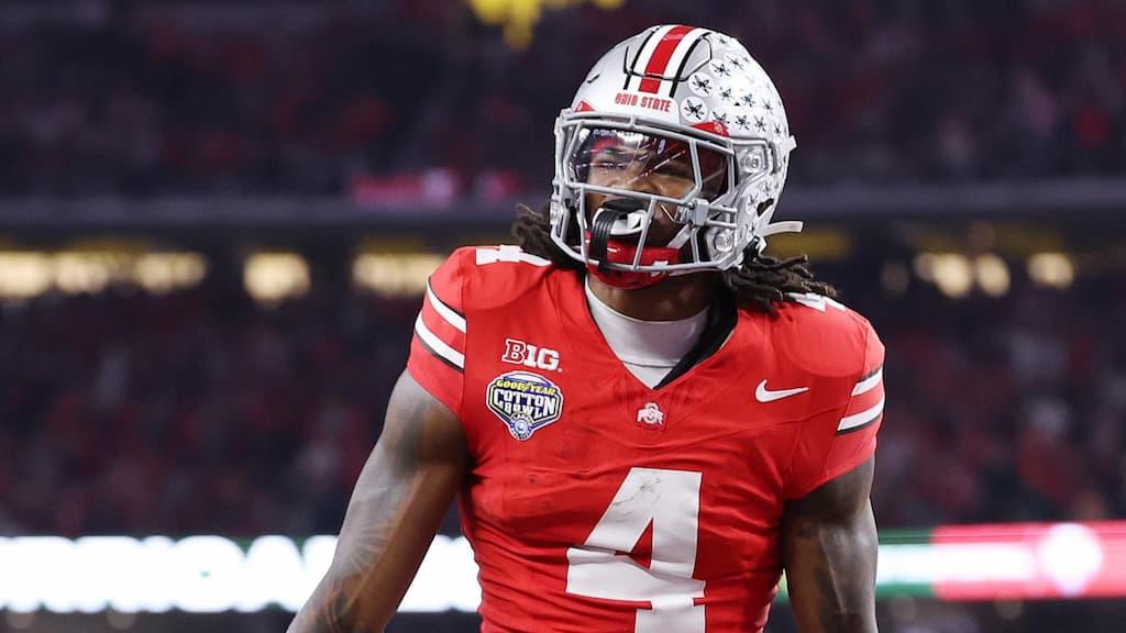 College Football Playoff Betting Guide cover (Ohio State wide receiver Jeremiah Smith)