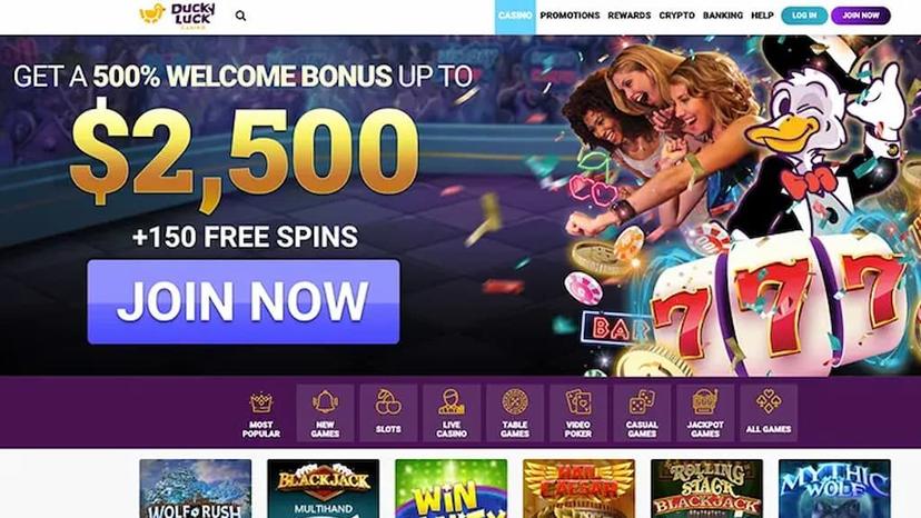 DuckyLuck Casino homepage - one of the best U.S. online casinos