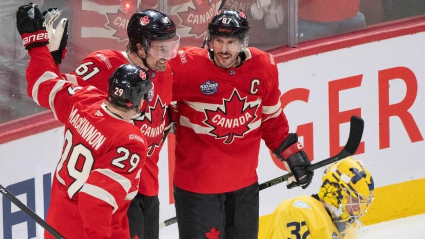 Nathan Mackinnon, Mark Stone and Sidney Crosby