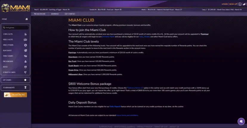 Miami Club Casino VIP
