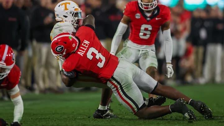 CJ Allen leads Georgia with 24 solo and 46 total tackles - Ole Miss Georgia Picks