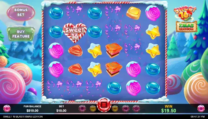 Sweet 16 Blast XMAS Edition Cascading Wins
