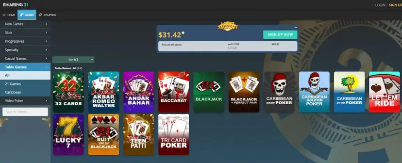 roaring 21 casino baccarat may 2026