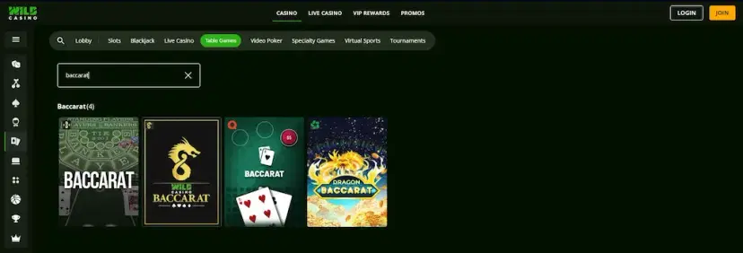 wild casino baccarat may 2026