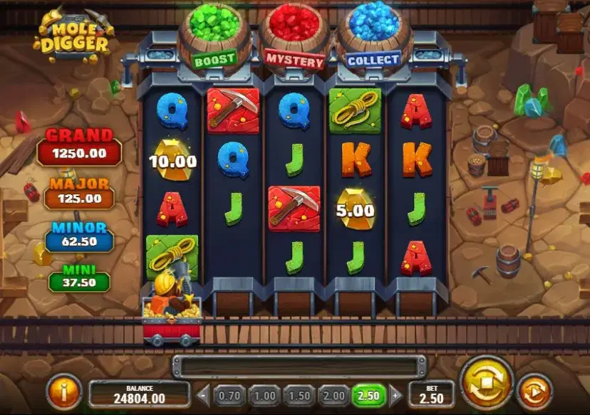 Mole Digger Mine Cart Cash Collect