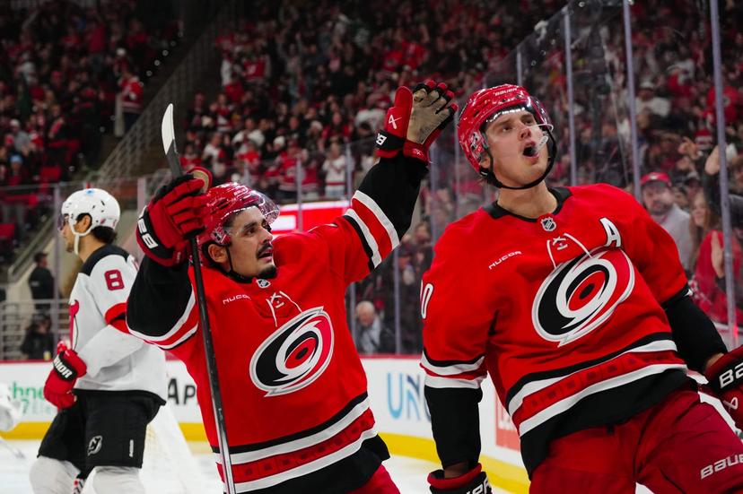 Sebastian Aho and Seth Jarvis
