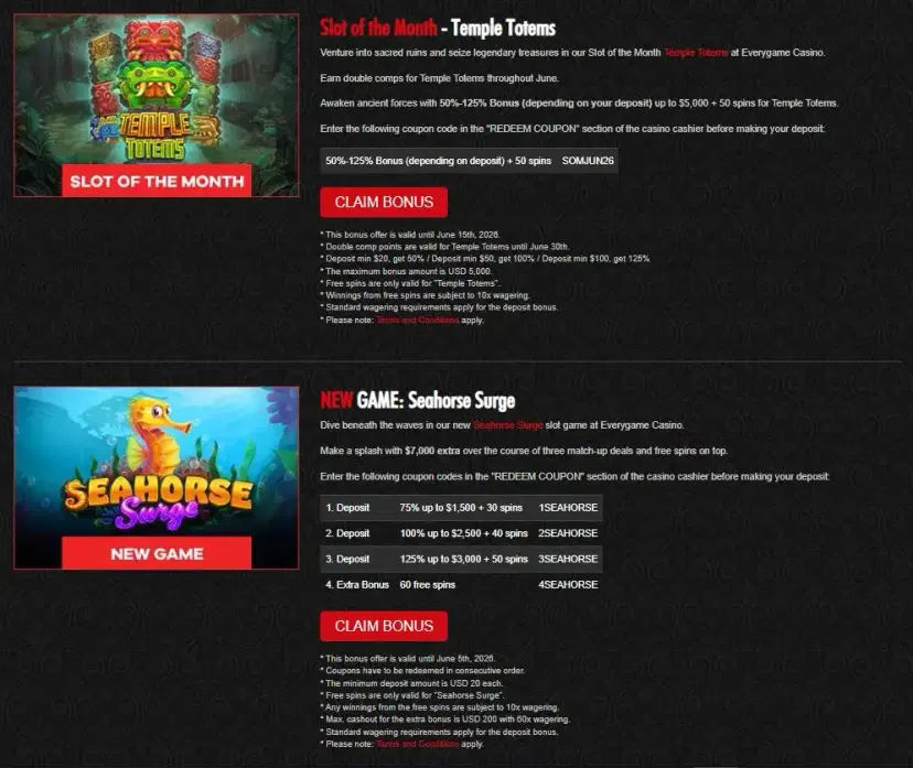 everygame casino promotions june 2026
