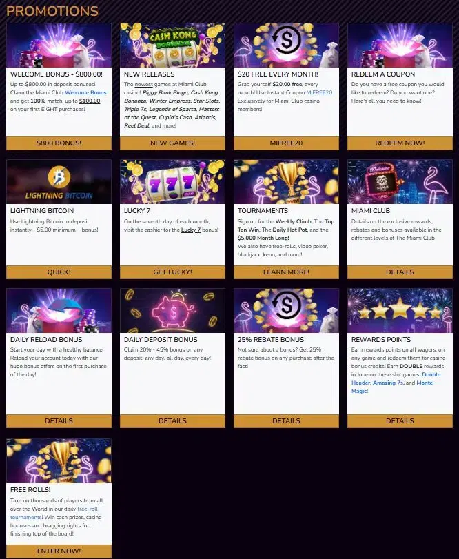 miami club casino promotions june 2026
