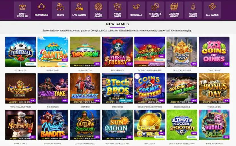 duckyluck casino games july 2026