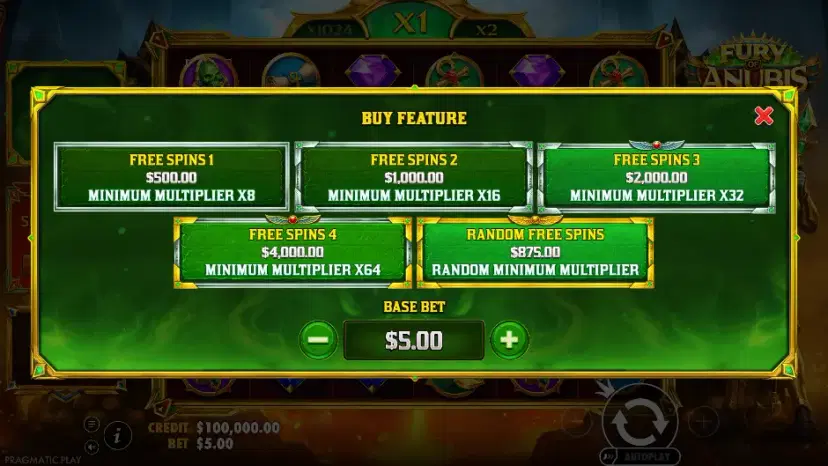 fury of anubis buy feature