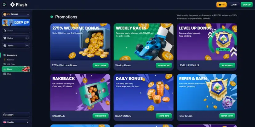 flush casino promotions aug 2026