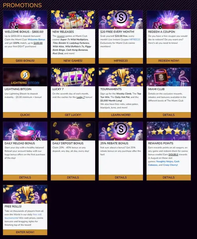 miami club casino promotions aug 2026