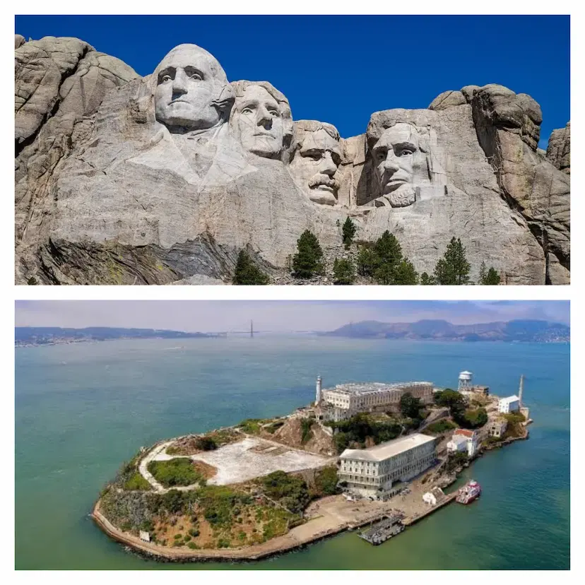 mount rushmore and alcatraz
