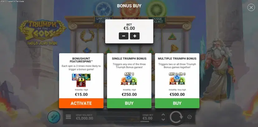 triumph of the 3 gods buy bonus