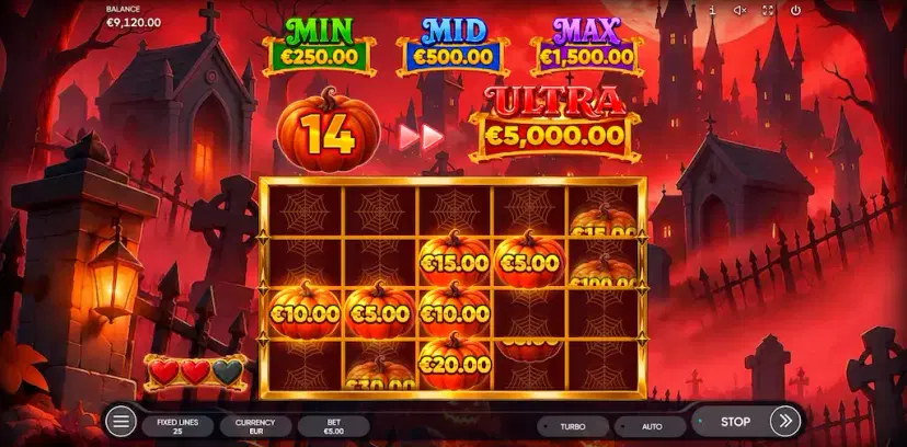 5 witch pots pumpkin hold bonus game