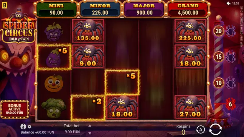 spider circus hold and win hold and win