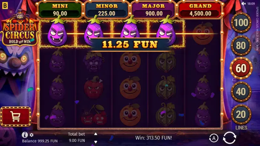 spider circus hold and win main features