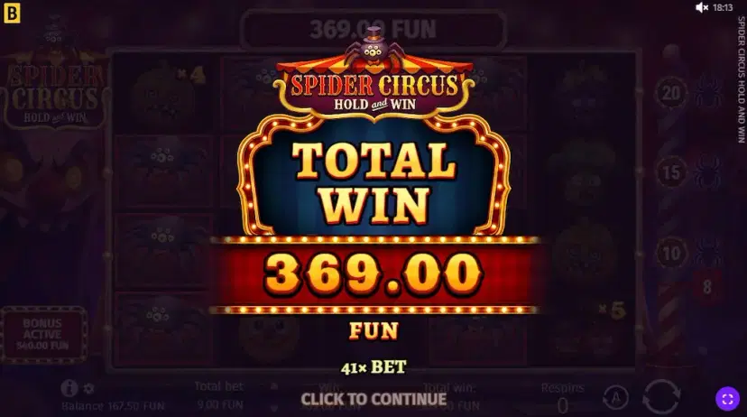 spider circus hold and win gameplay