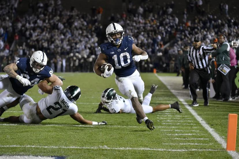 Nicholas Singleton has 179 rushing yards and five touchdowns this year already - Oregon Penn State Picks