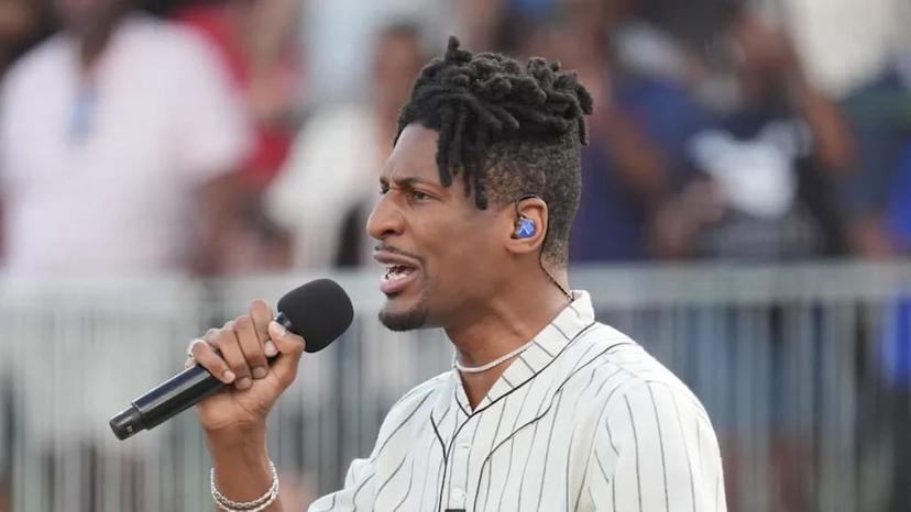 Grammy Award-winning musician Jon Batiste singing