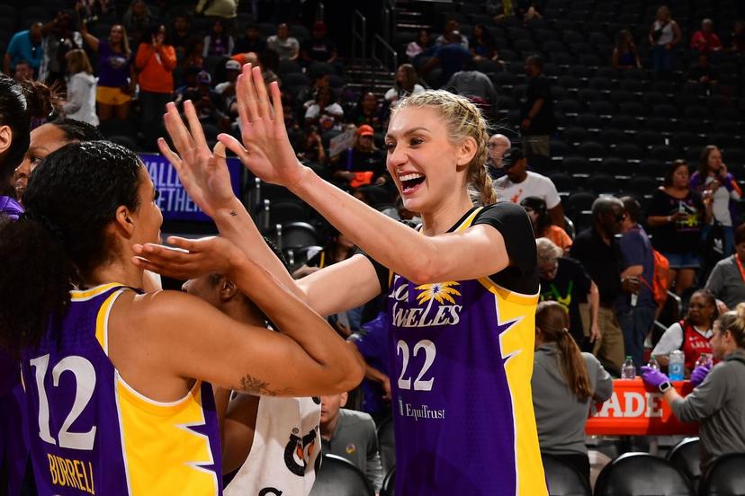 Sparks high fiving.