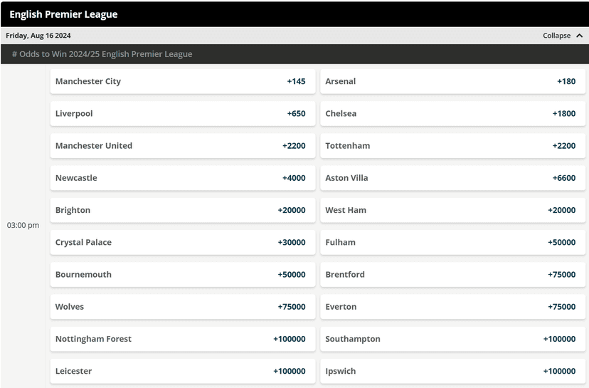 2024-25 Odds
