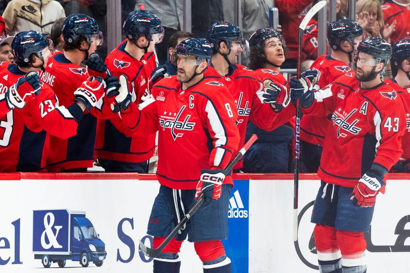 Capitals bench after a goal