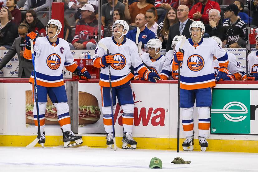 Bo Horvat, Anders Lee and Mat Barzal