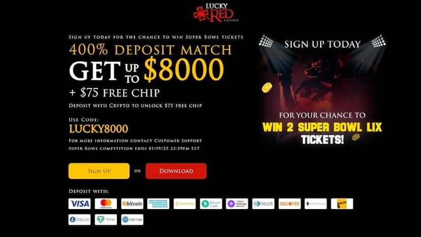 Betting News exclusive welcome bonus and free chip promotion for Lucky Red Casino