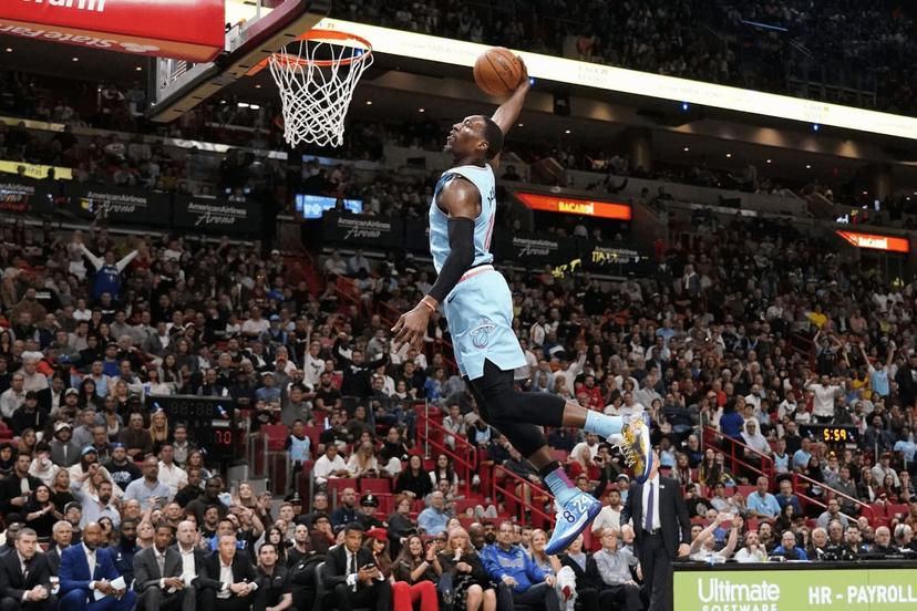 Bam Adebayo dunks it home.