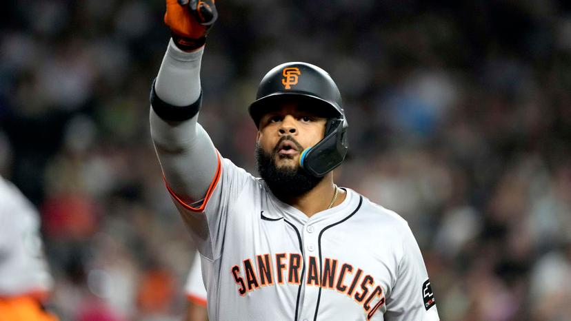 Heliot Ramos pointing to crowd