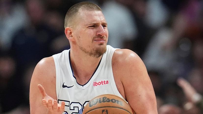 Nikola Jokic shakes his head.