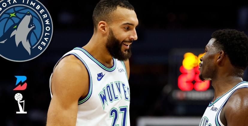 Anthony Edward and Rudy Gobert talking. 2025 NBA Championship Odds and Analysis.