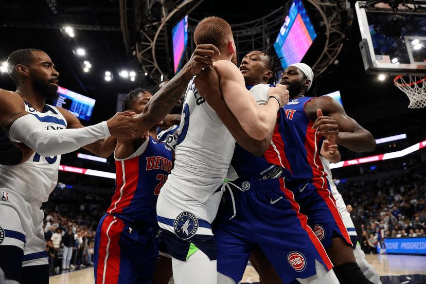 The Pistons get into a fight
