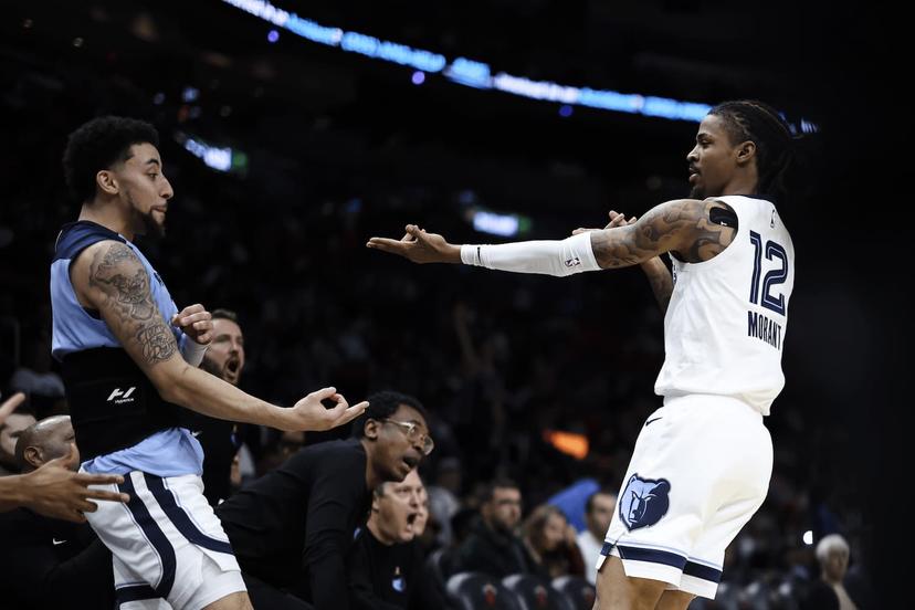 Ja Morant and Scottie Pippen Jr celebrate another bucket.