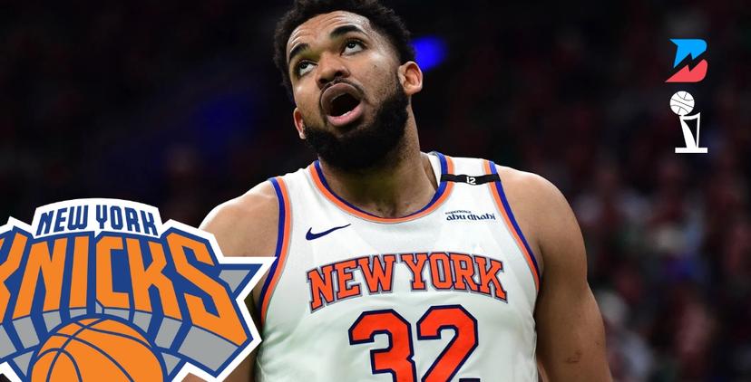Karl-Anthony Towns exclaiming. White Jersey Knicks 2025 NBA Playoffs Betting News