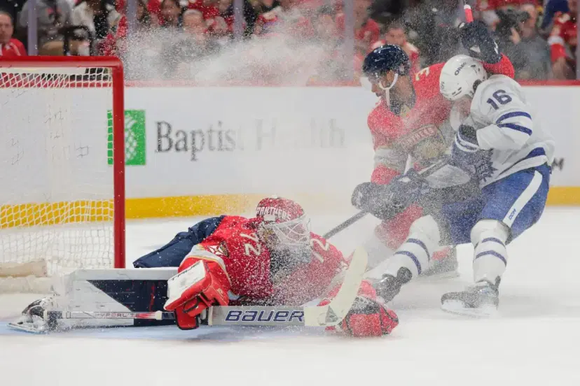 Sergei Bobrovsky and Mitch Marner