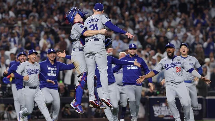 The Los Angeles Dodgers celebrate winning the 2024 World Series