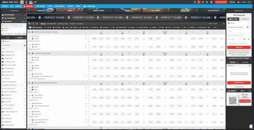 MegaPari Sportsbooks page