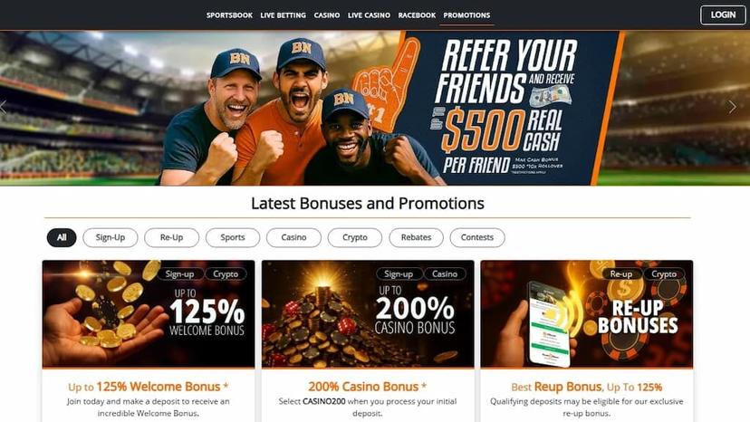 BetNow Sportsbook promotions page