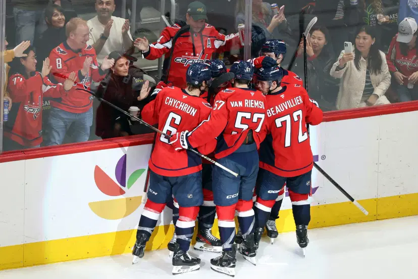 Capitals players celebrate