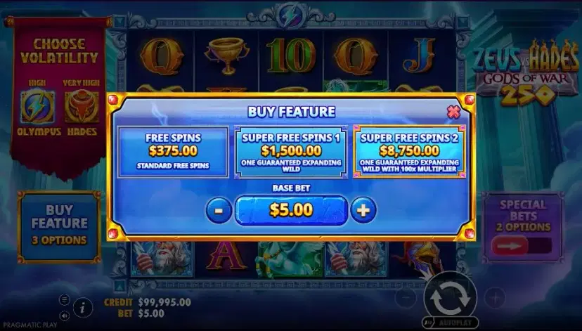 Zeus vs Hades: Gods of War 250 Bonus Buy