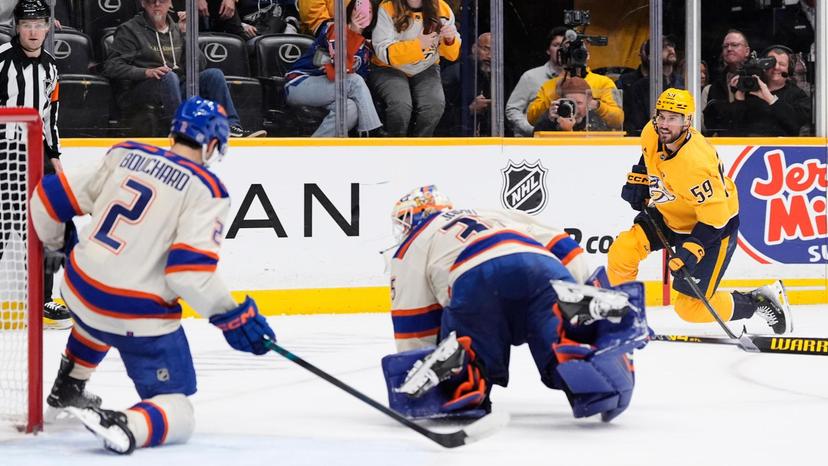 Roman Josi and Evan Bouchard