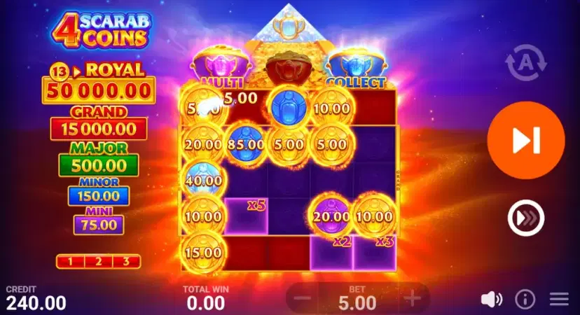 4 Scarab Coins: Hold and Win Royal Bonus Game